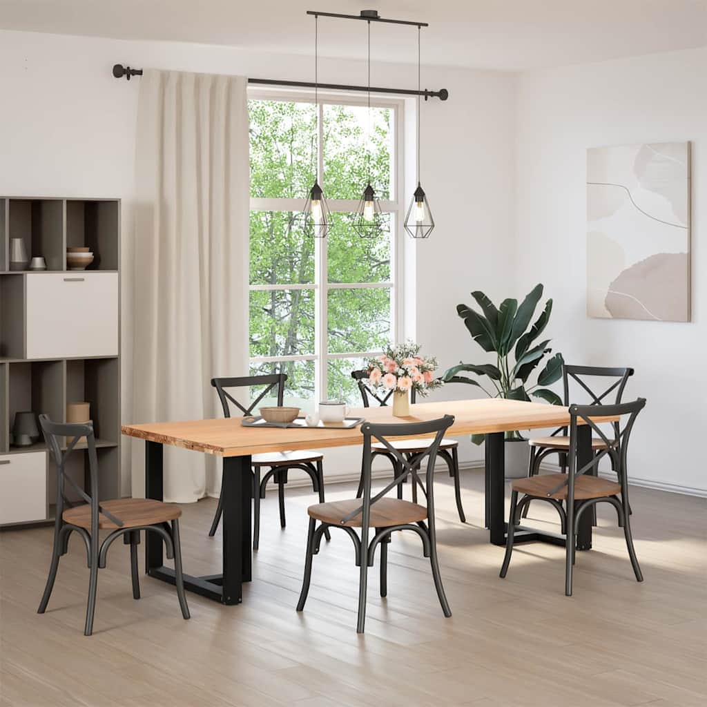 2 Pcs - Dining Table Legs T-Shaped 2 pcs Black Steel