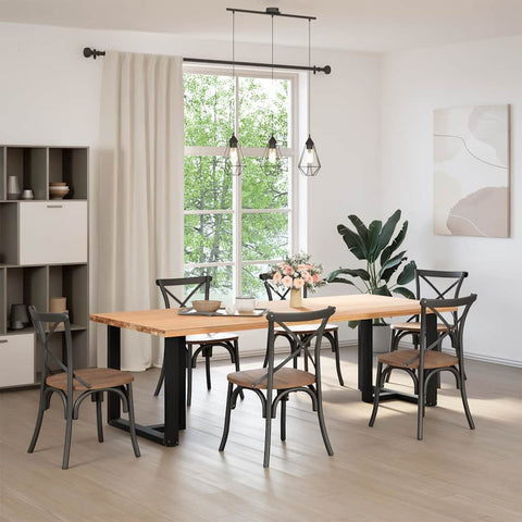 Dining Table Legs T-Shaped  2 pcs Black Steel