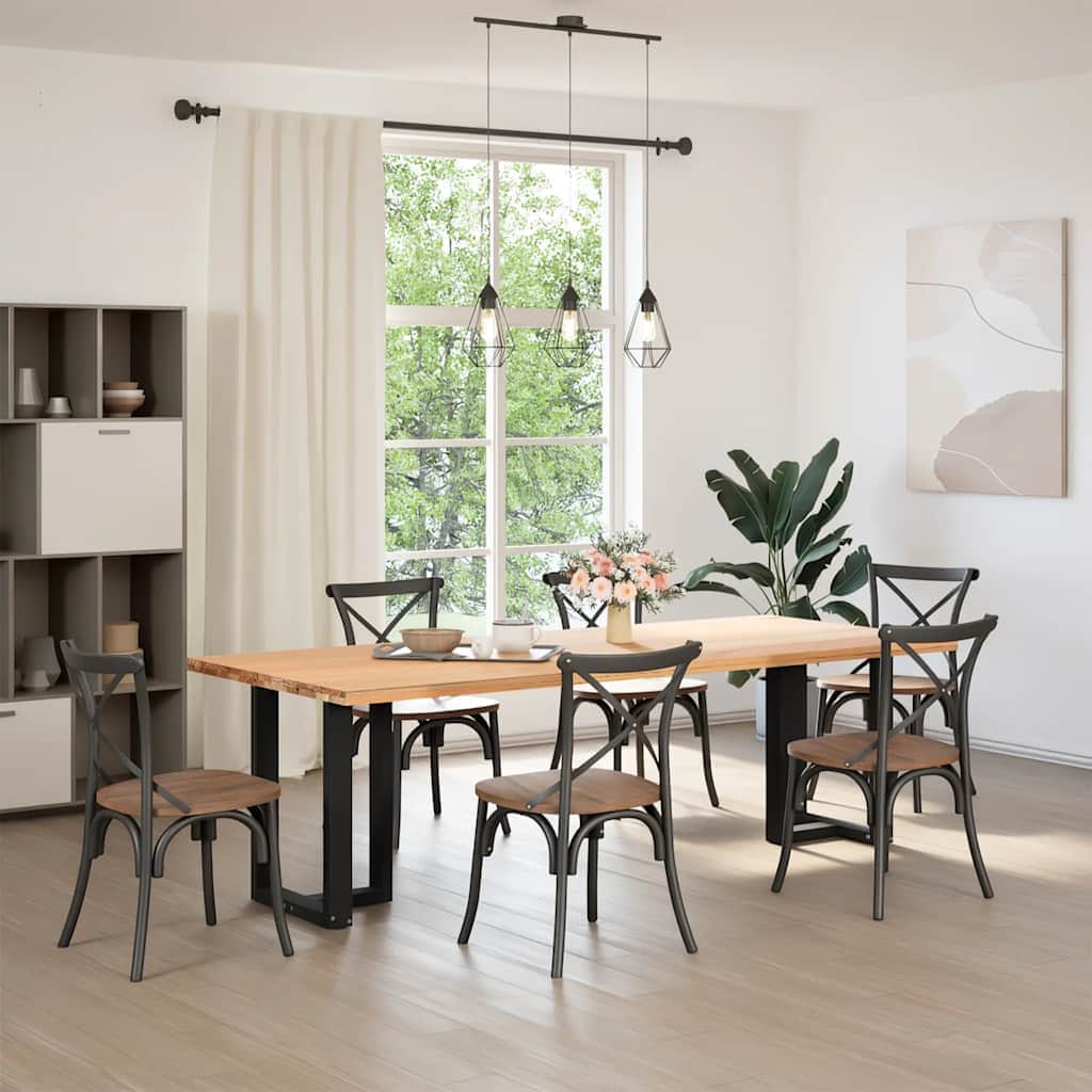 2 Pcs - Dining Table Legs T-Shaped 2 pcs Black Steel