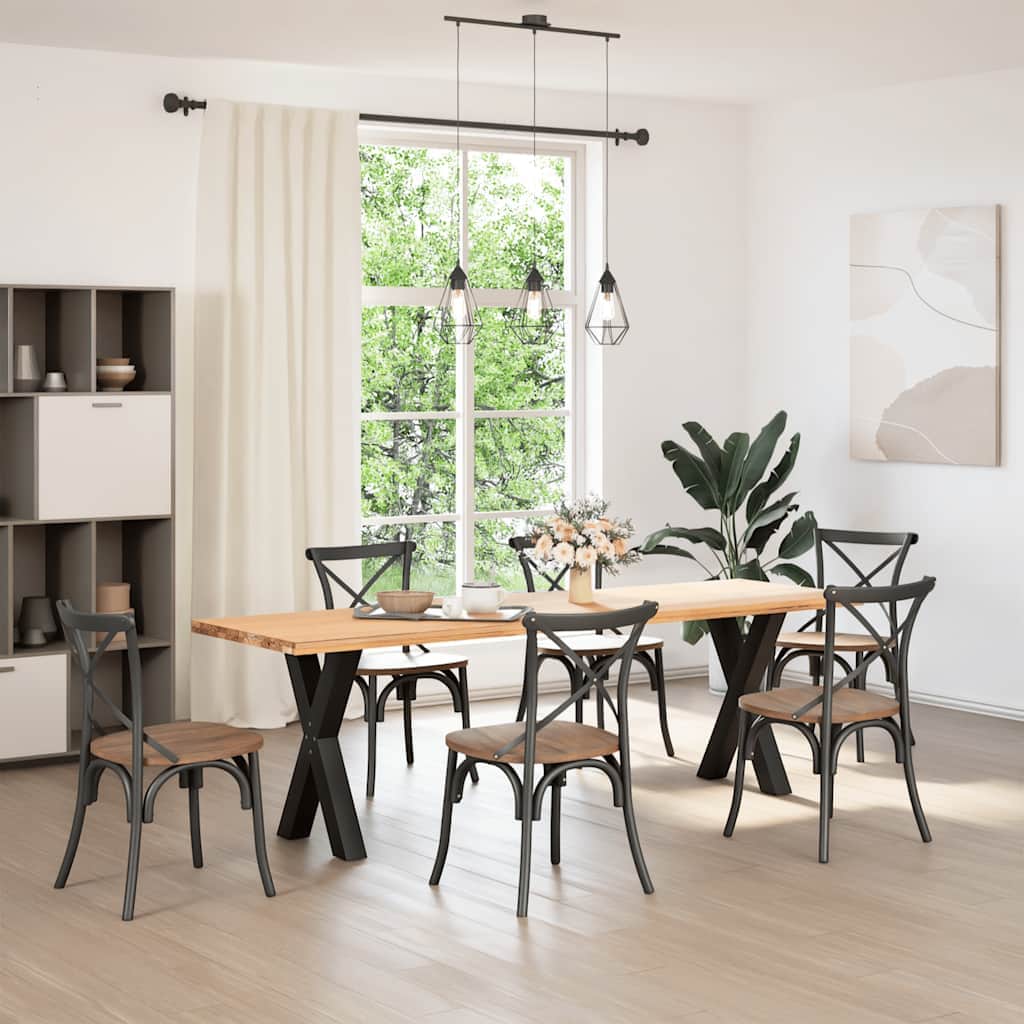 2 Pcs - Dining Table Legs X-Shaped 2 pcs Black Steel