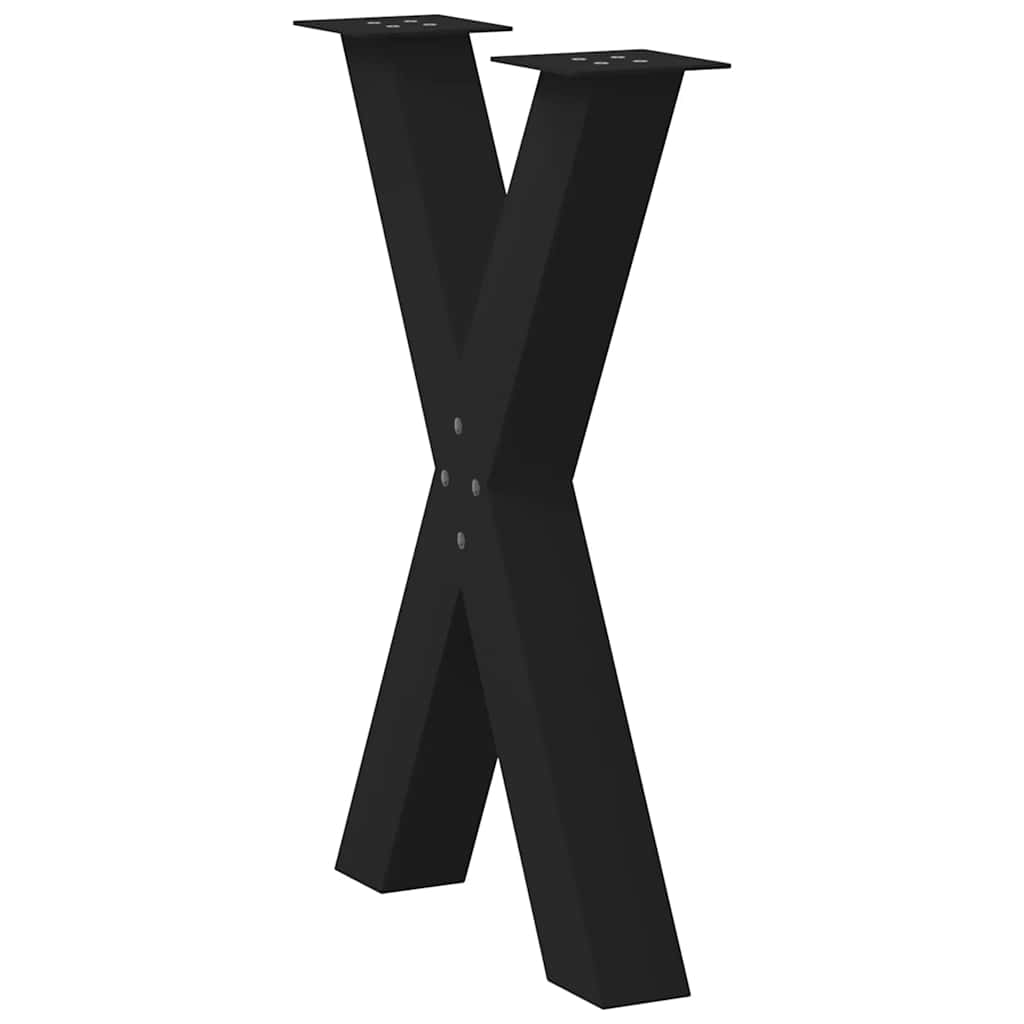 Dining Table Legs X-Shaped 2 pcs Black Steel, Steel finish