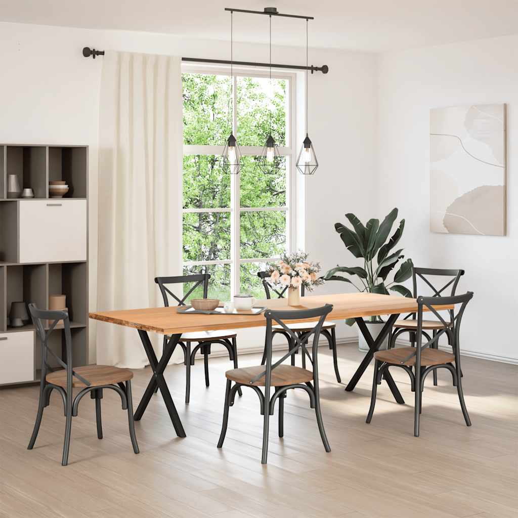 11QV - Dining Table Legs X-Shaped 2 pcs Black Steel