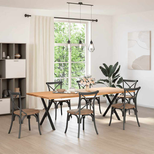 11QV - Dining Table Legs X-Shaped 2 pcs Black Steel