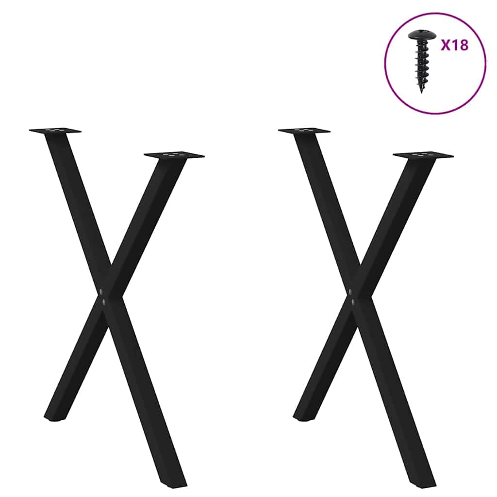 Dining Table Legs X-Shaped 2 pcs Black Steel | 2 Pcs