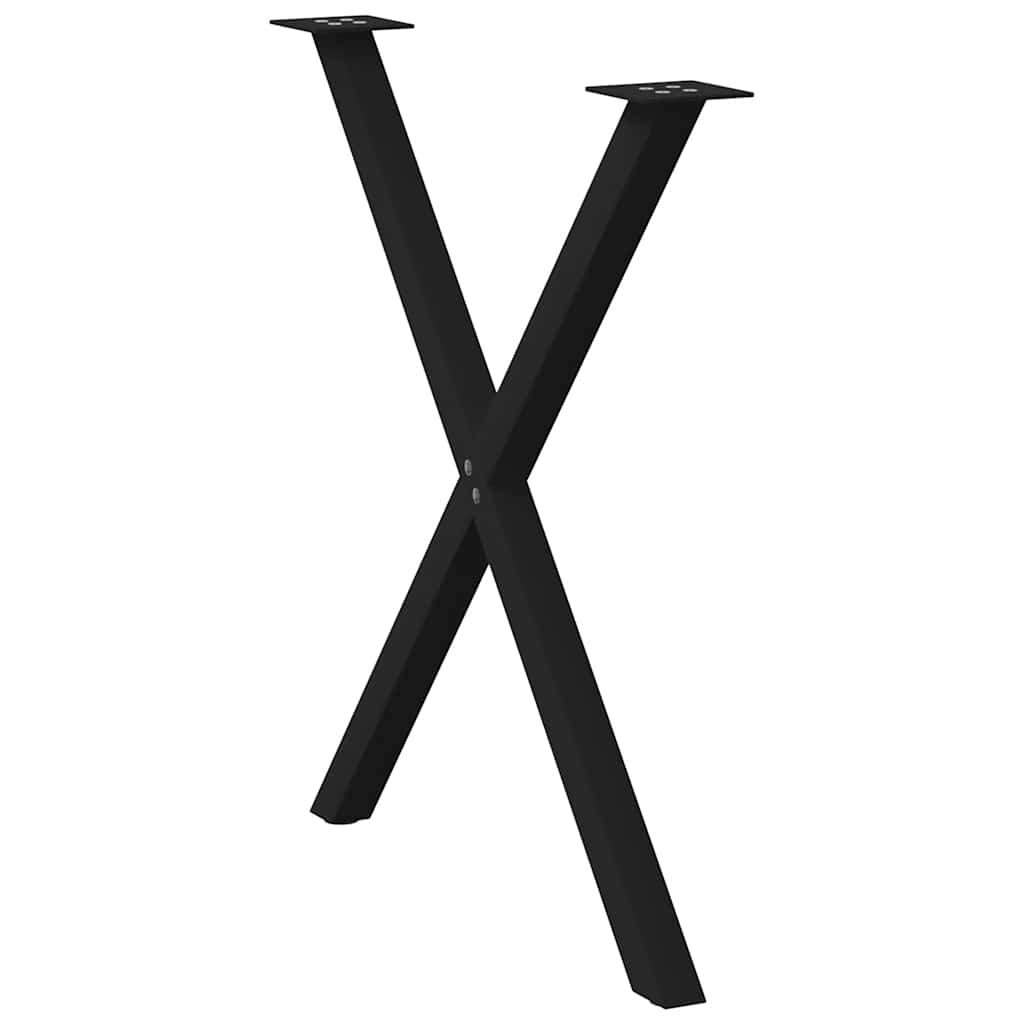 Dining Table Legs X-Shaped 2 pcs Black Steel, Black colour