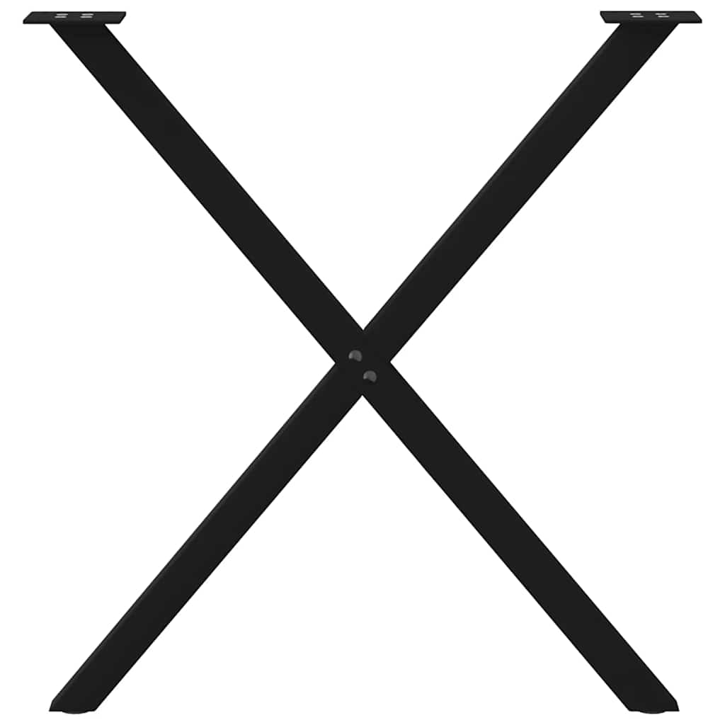 Dining Table Legs X-Shaped 2 pcs Black Steel with Steel finish