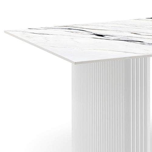 Dining Table Sintered Stone Top Mdf Table Base High Glossy White