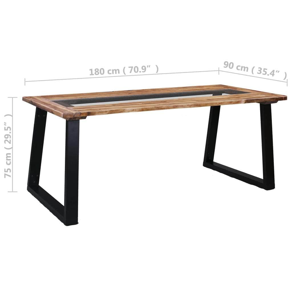 Dining Table Solid Acacia Wood and Glass