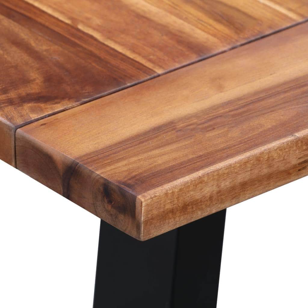 Dining Table Solid Acacia Wood and Glass