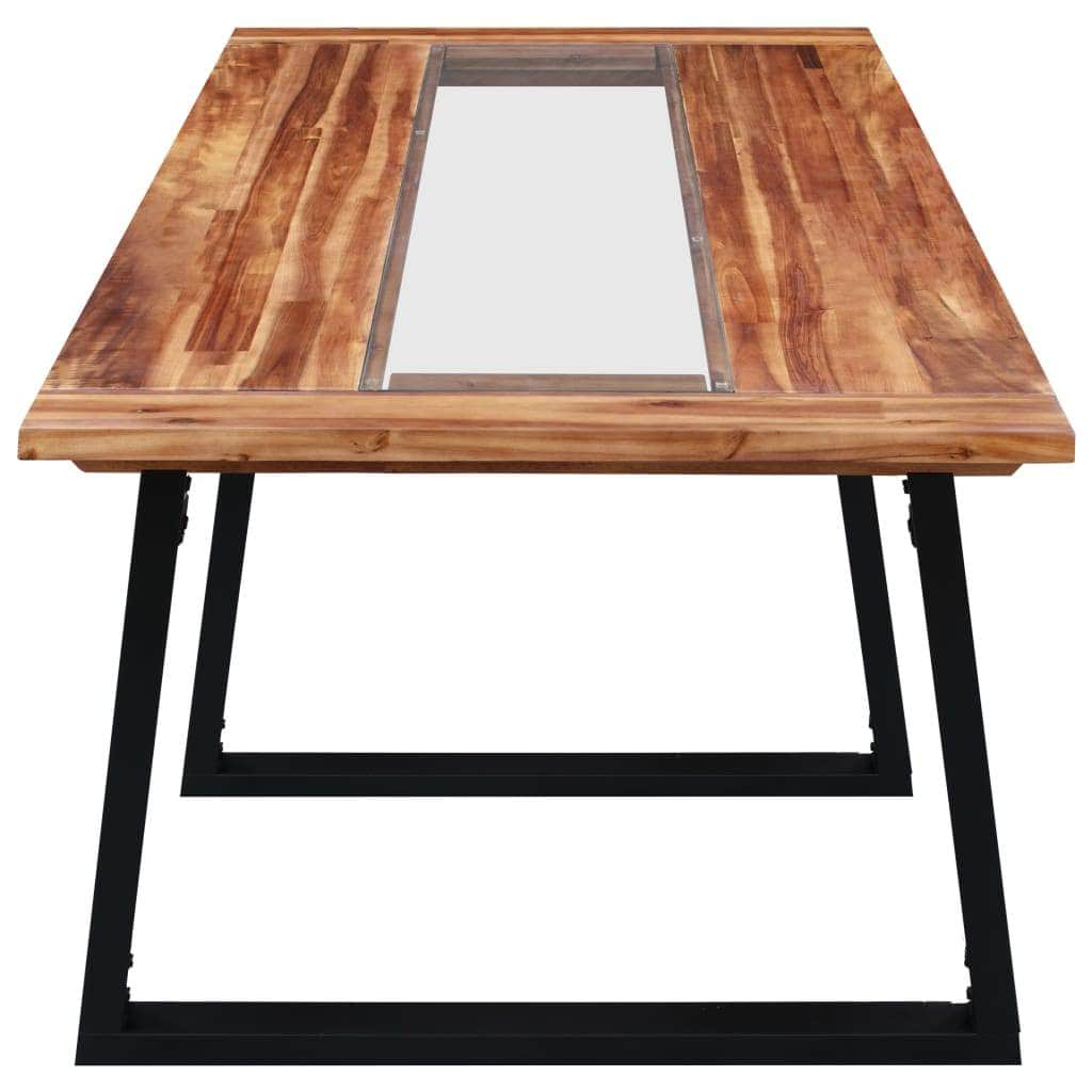 Dining Table Solid Acacia Wood and Glass