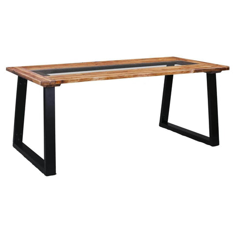Dining Table Solid Acacia Wood and Glass