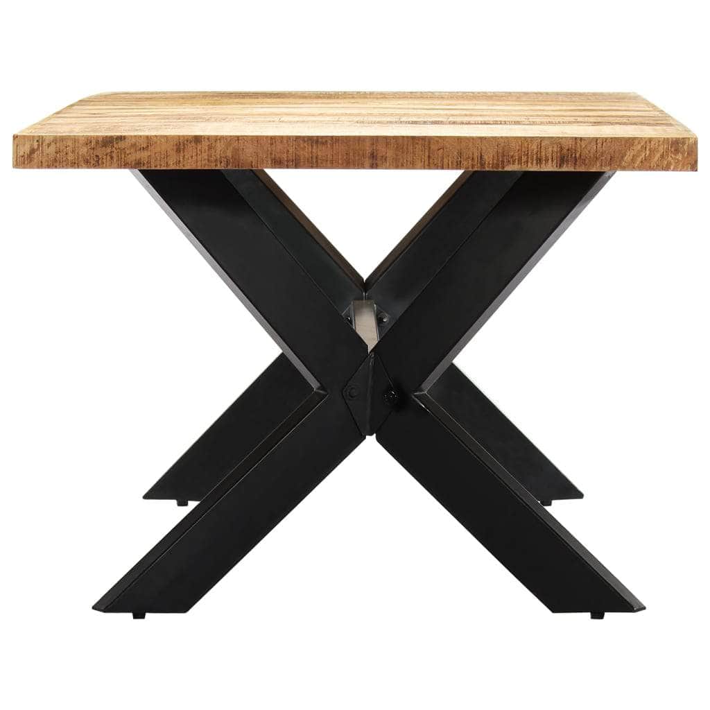 Dining Table Solid Mango Wood Steel Legs