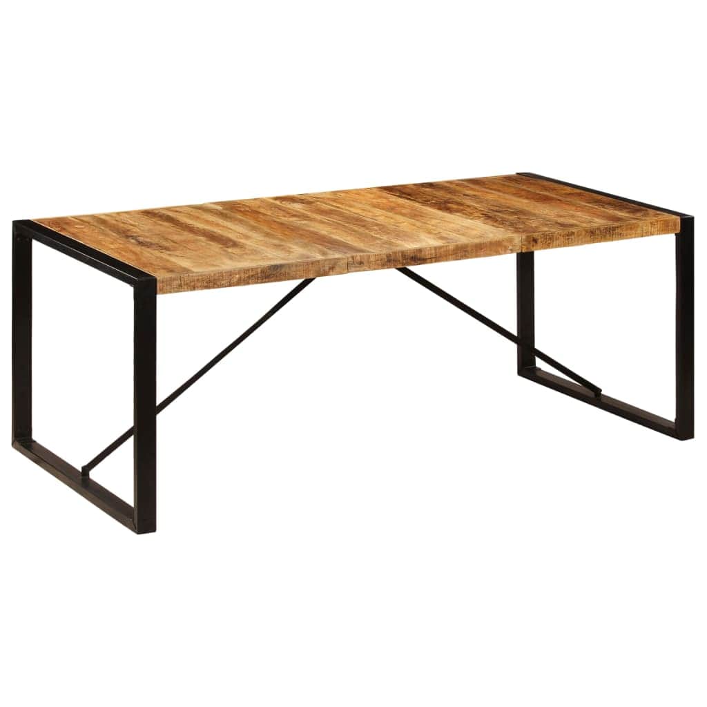 Dining Table Solid Mango Wood Steel Legs