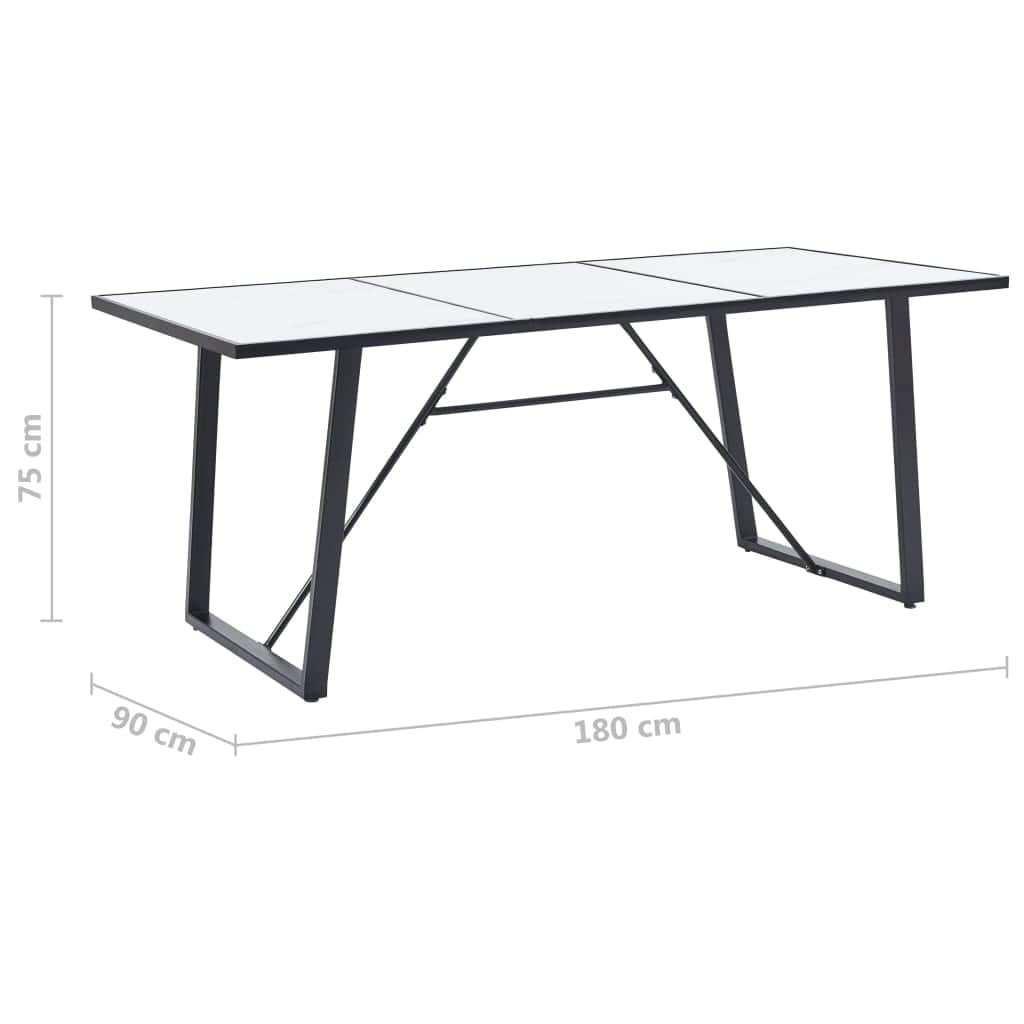 Dining Table Tempered Glass, White - Simple deals