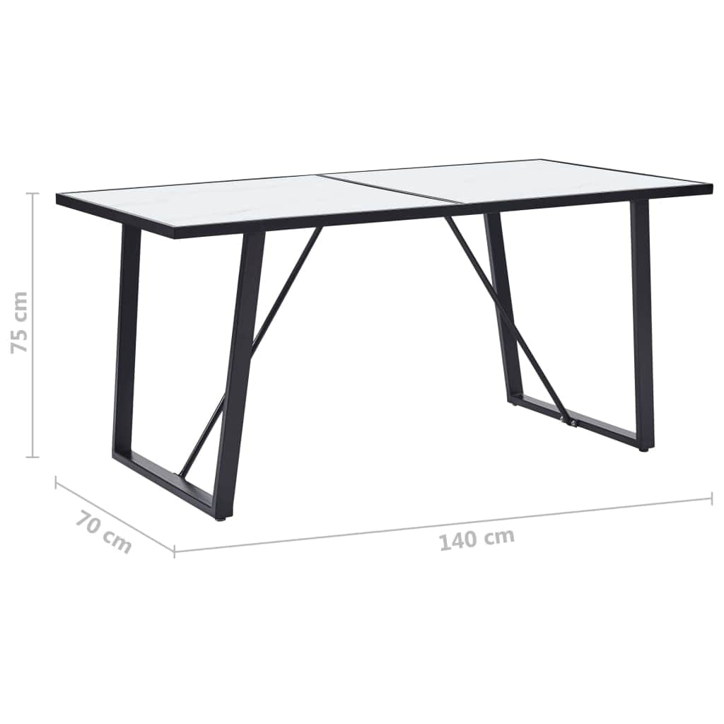 Dining Table Tempered Glass White