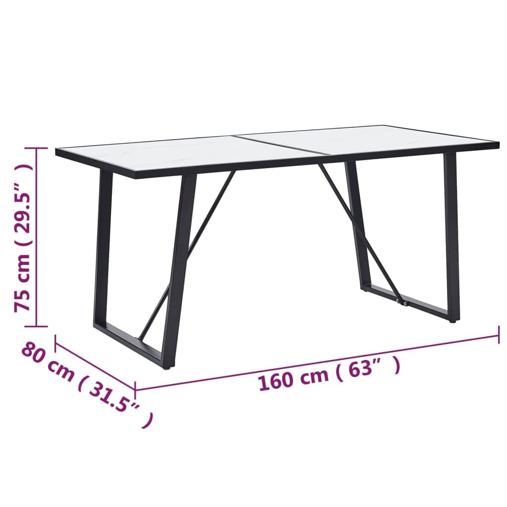 Dining Table Tempered Glass -White