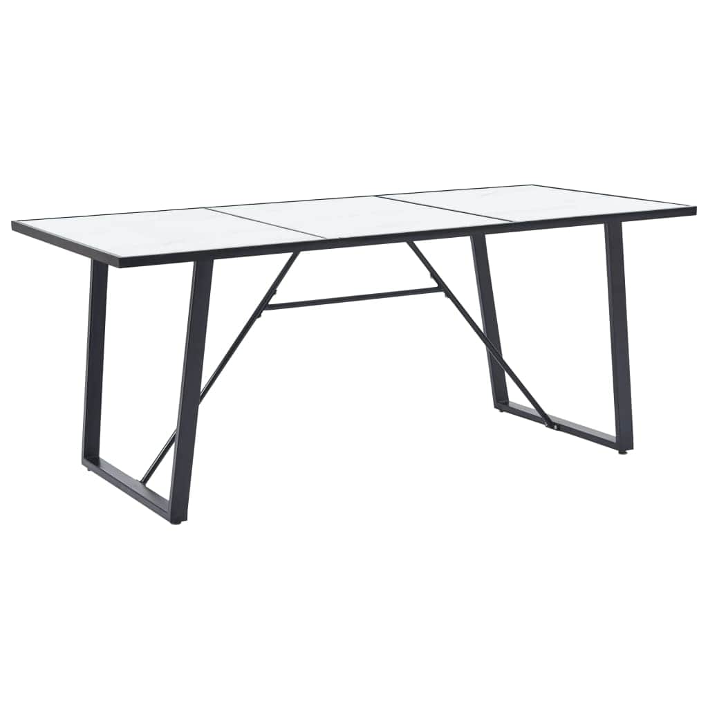 Dining Table Tempered Glass, White - Simple deals