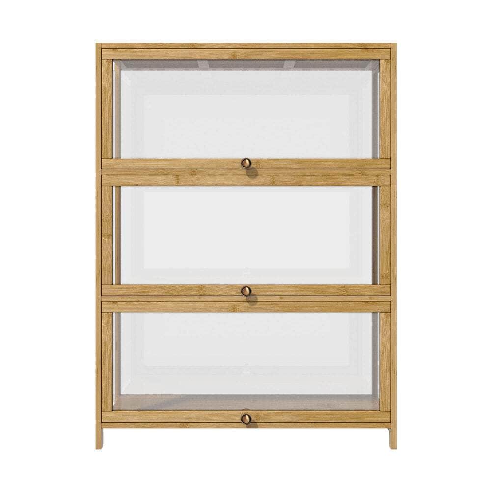 Display Cabinet 3-Tier Shelves Clear Oak