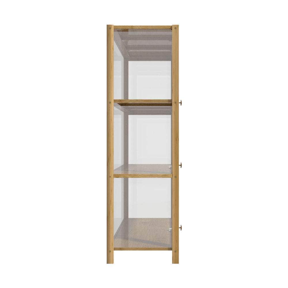 Display Cabinet 3-Tier Shelves Clear Oak