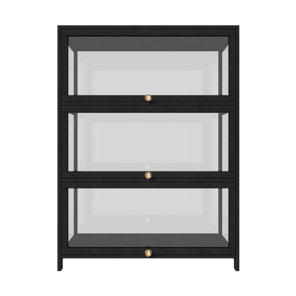 Display Cabinet 3 Tiers Clear Door Black