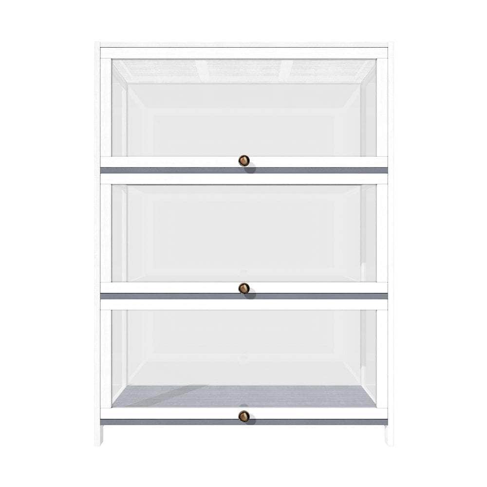 Display Cabinet 3 Tiers Clear Door White