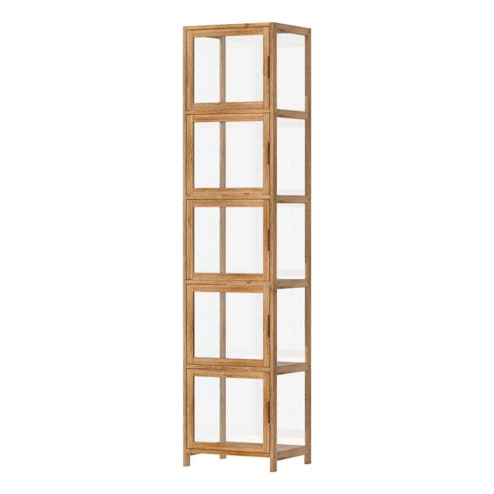 Display Cabinet 5-Tier Slim Storage Shelves Black