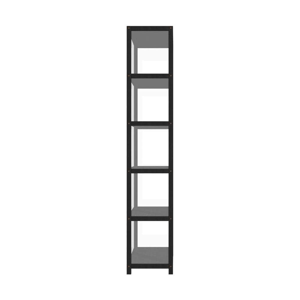 Display Cabinet 5-Tier Slim Storage Shelves Black