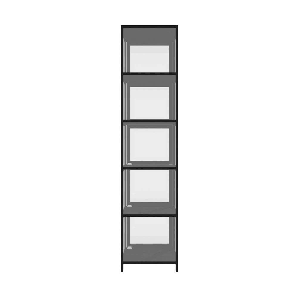 Display Cabinet 5-Tier Slim Storage Shelves Black