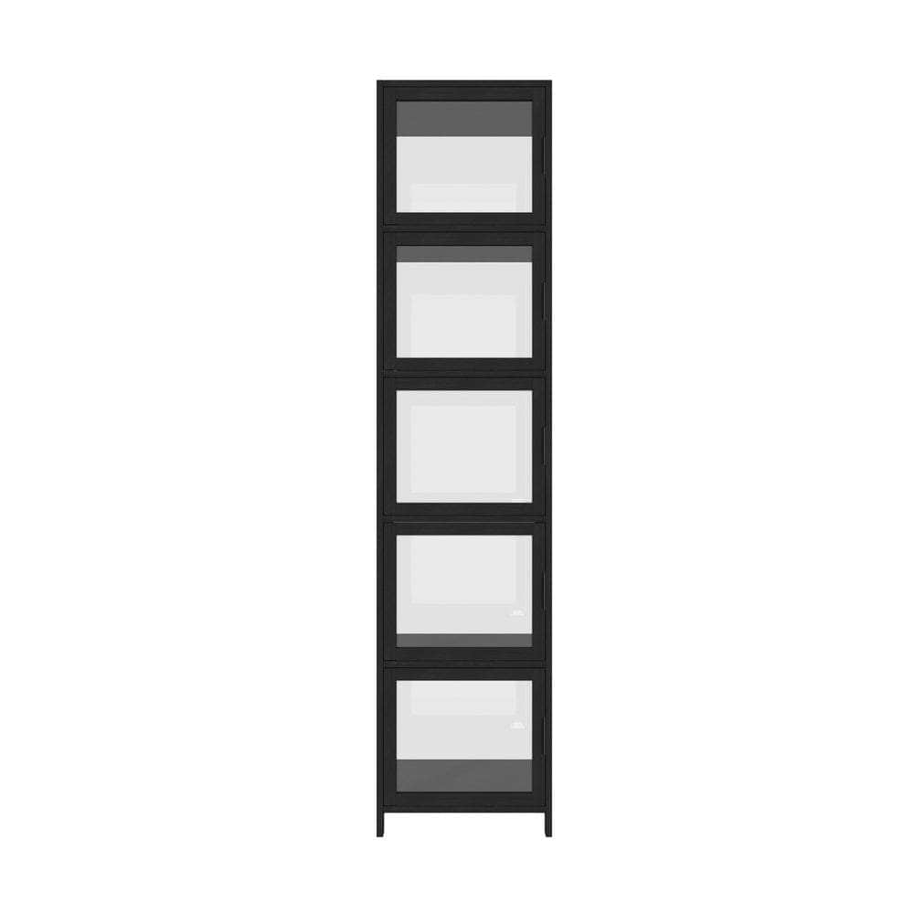 Display Cabinet 5-Tier Slim Storage Shelves Black