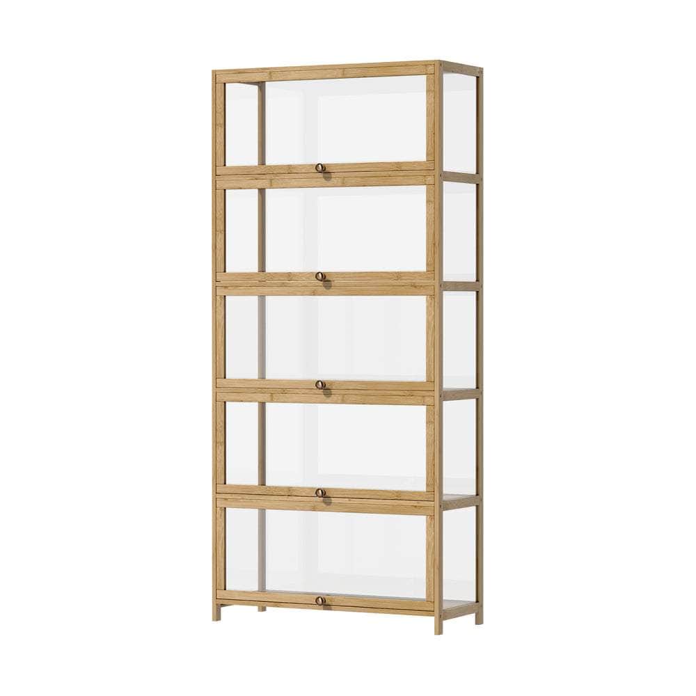 Display Cabinet 5 Tiers Clear Door Black