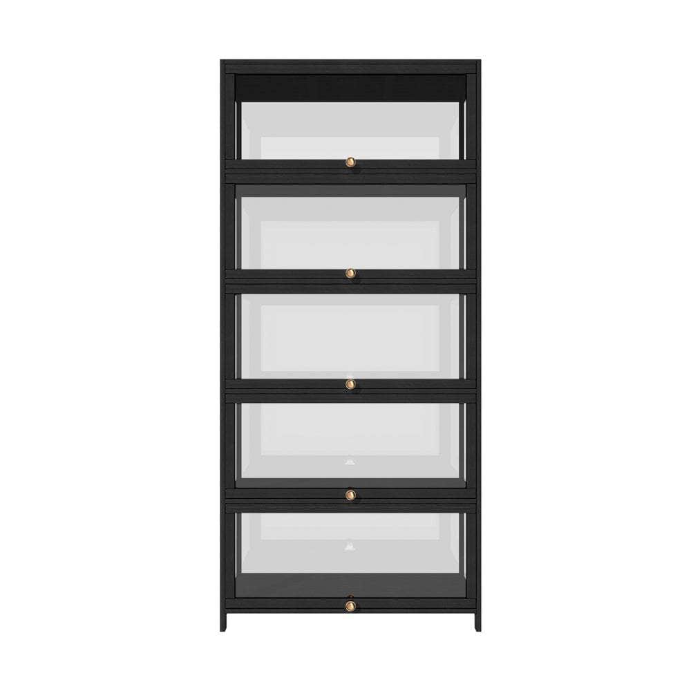 Display Cabinet 5 Tiers Clear Door Black