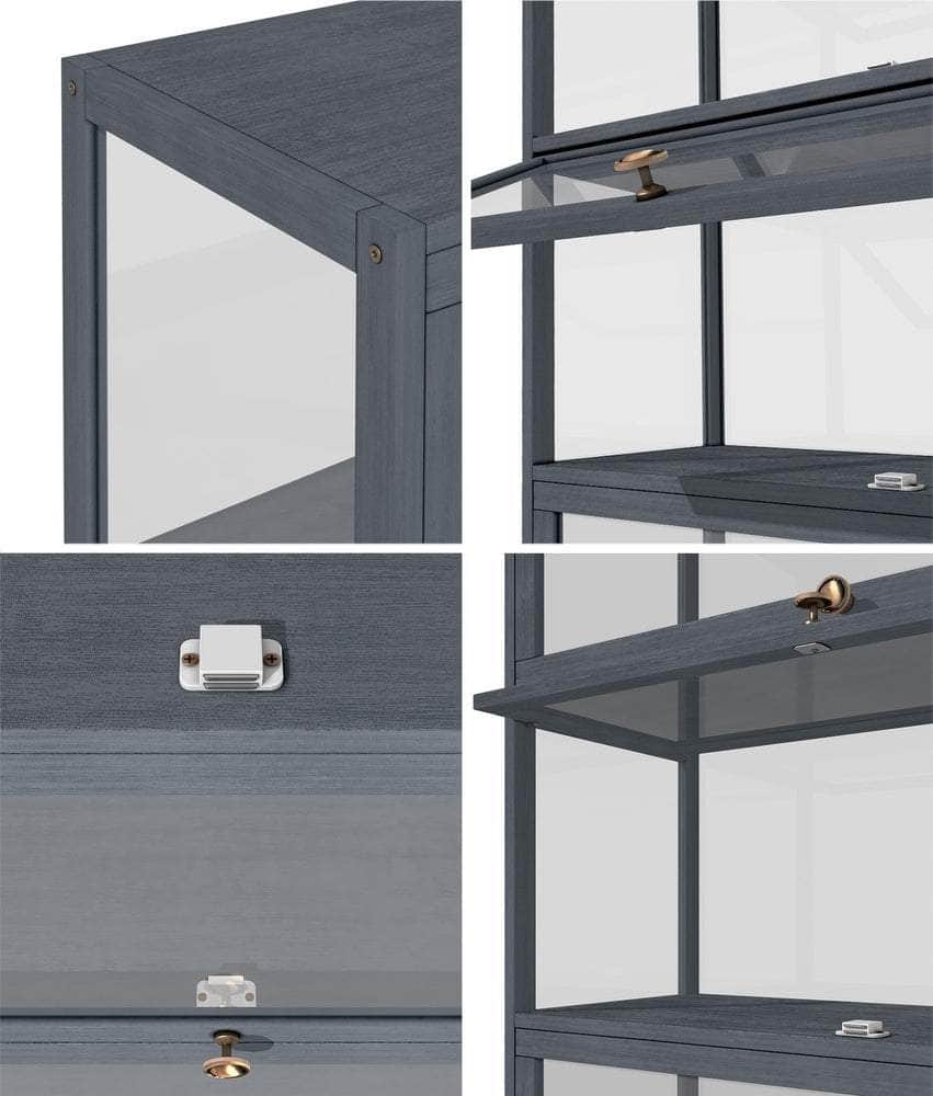 Display Cabinet 5 Tiers Clear Door Grey