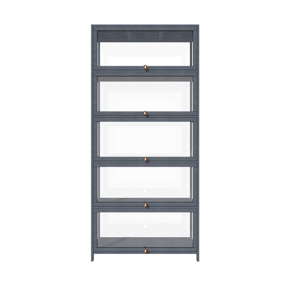 Display Cabinet 5 Tiers Clear Door Grey