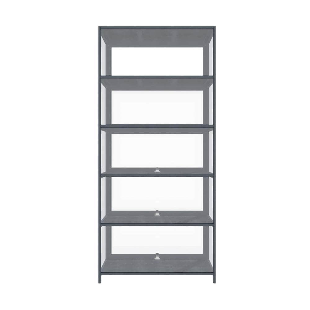 Display Cabinet 5 Tiers Clear Door Grey