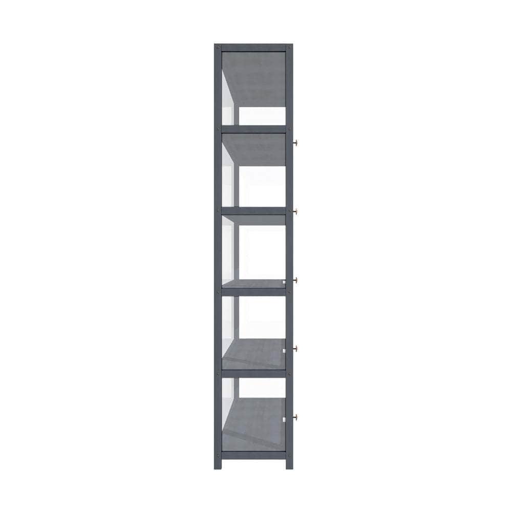Display Cabinet 5 Tiers Clear Door Grey