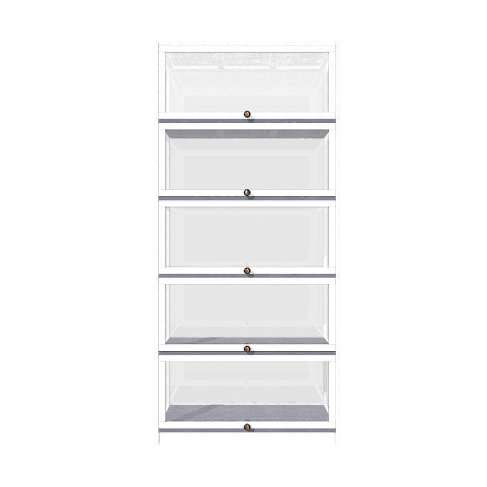 Display Cabinet 5 Tiers Clear Door White