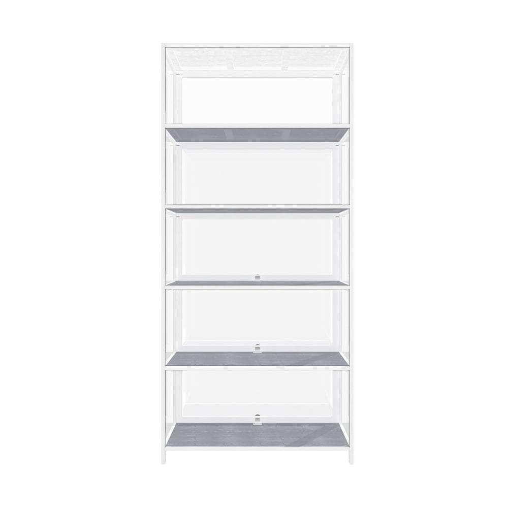 Display Cabinet 5 Tiers Clear Door White