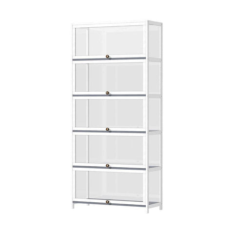 Display Cabinet 5 Tiers Clear Door White