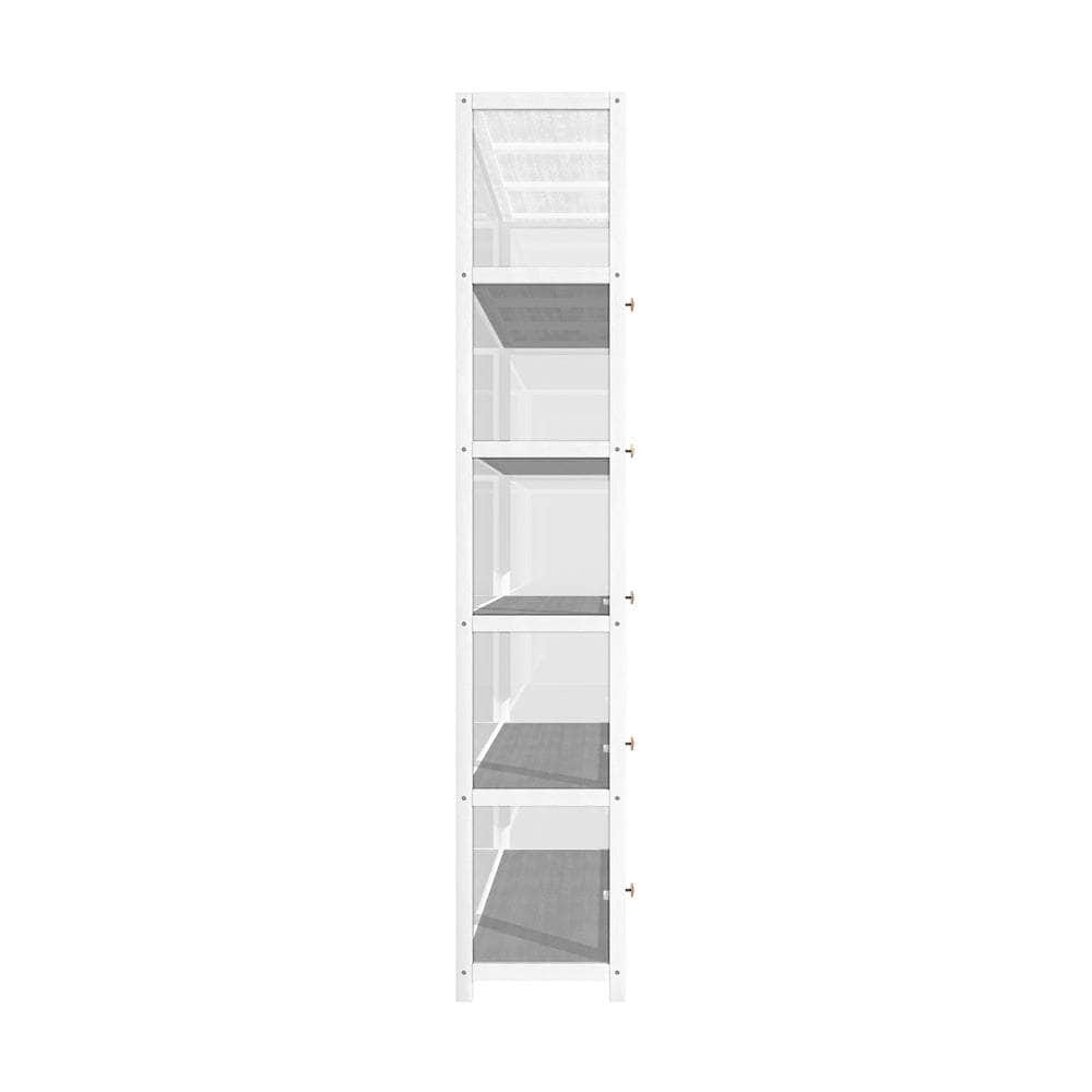 Display Cabinet 5 Tiers Clear Door White