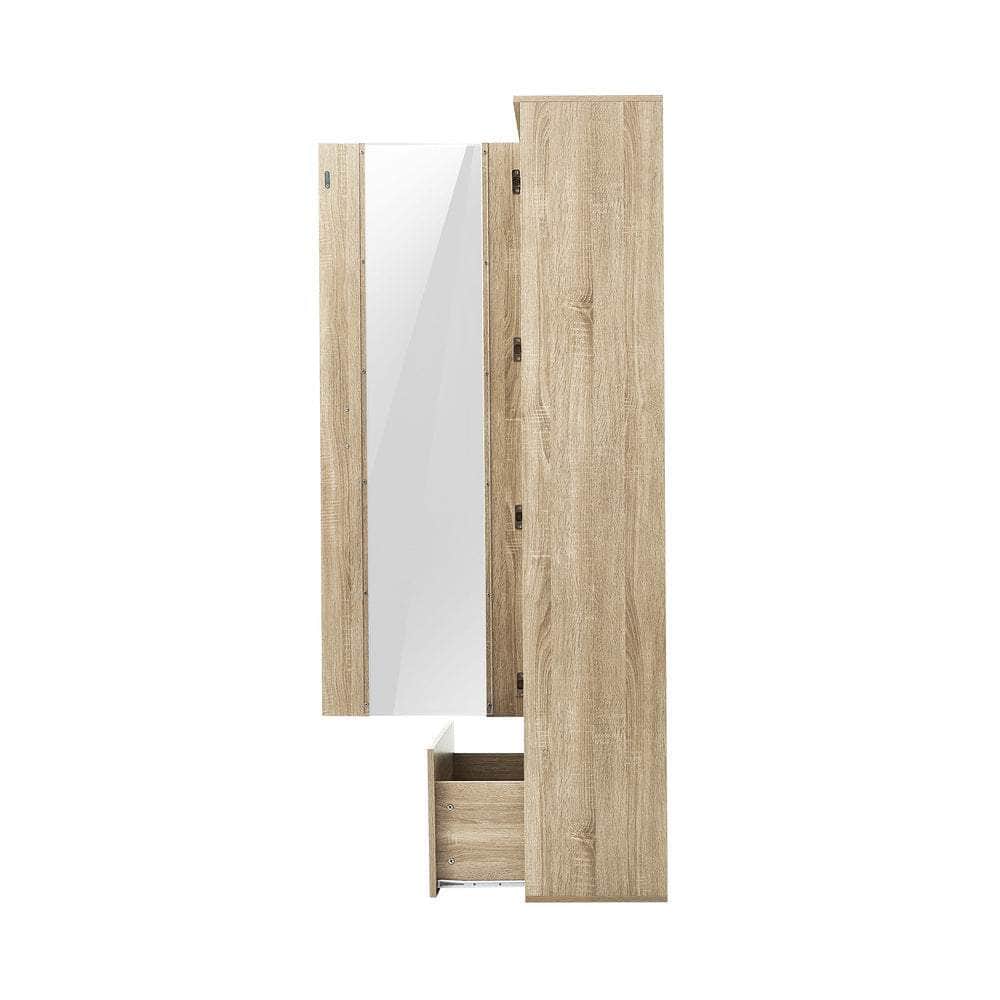 Display Cabinet Buffet Sideboard LED Light High Gloss Door Natural