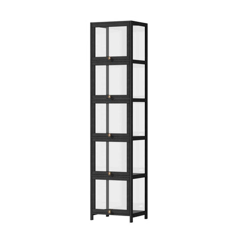 Display Cabinet Slim 5-Tier Clear Black