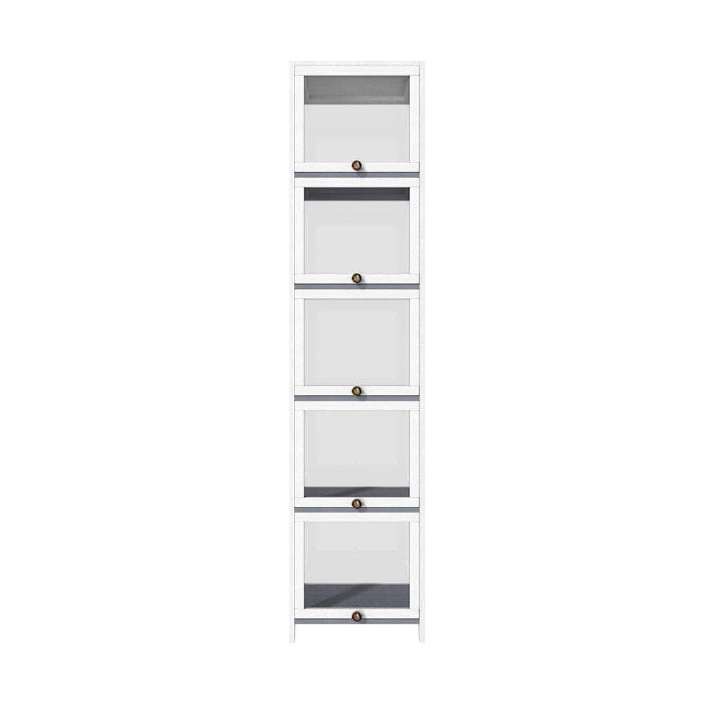 Display Cabinet Slim 5-Tier Shelves Clear Oak