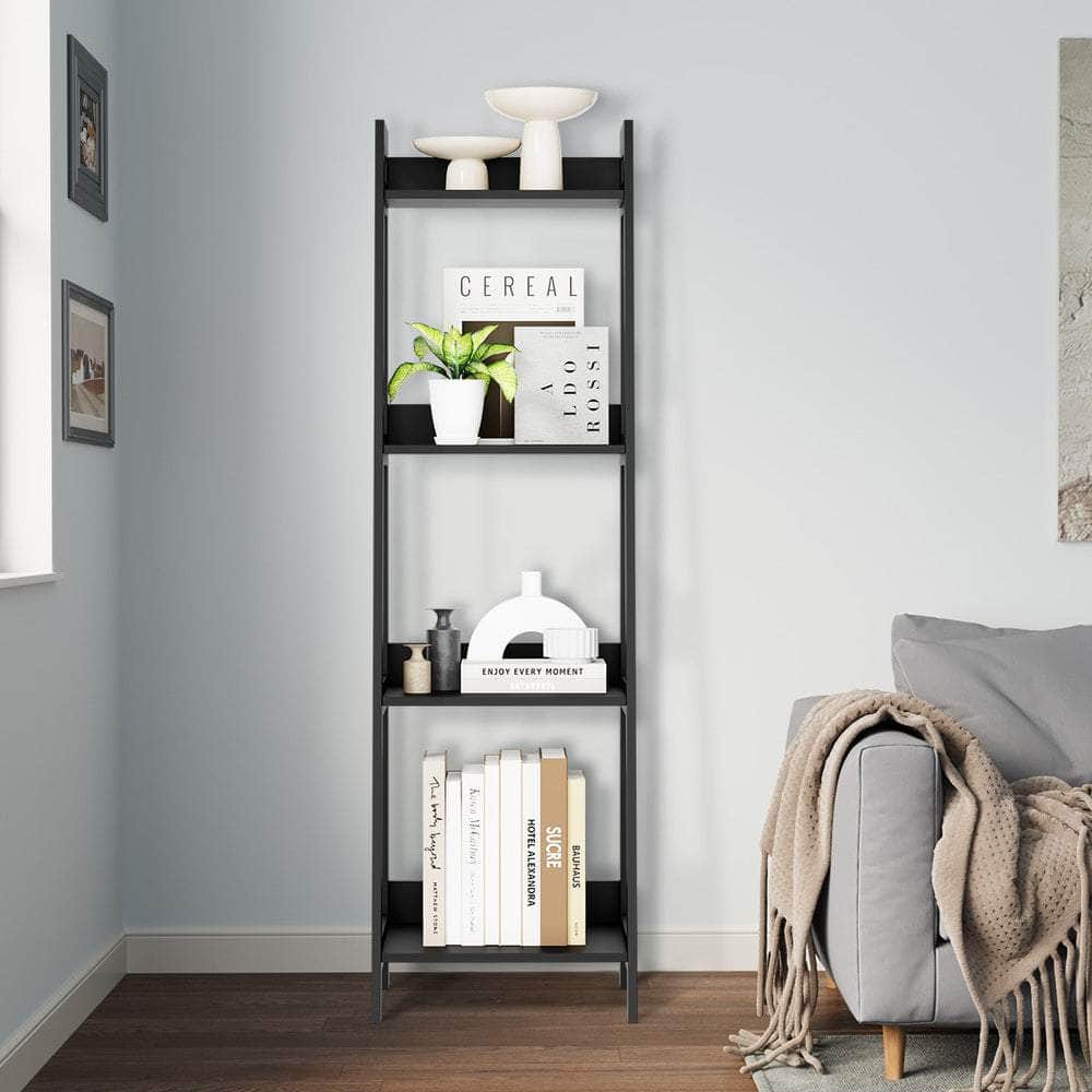 Display Shelf 4 Tier Corner Ladder Shelves Black