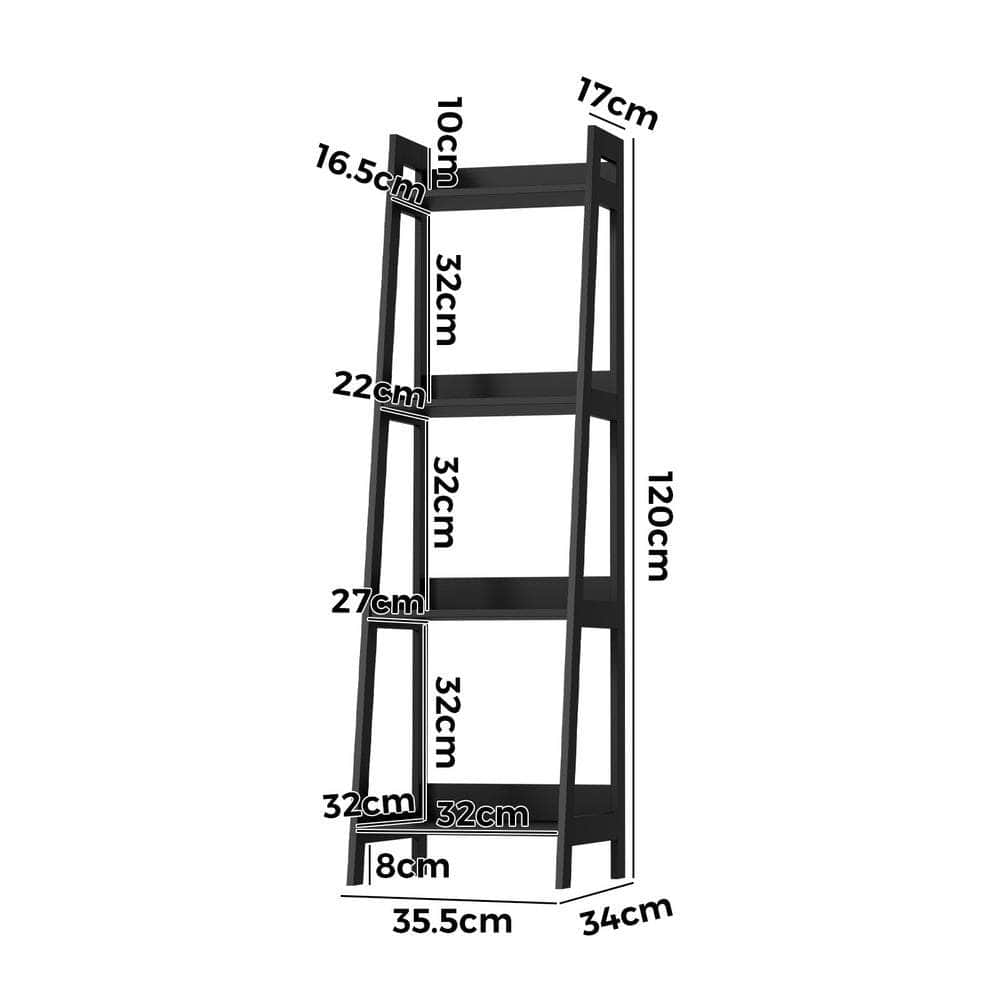 Display Shelf 4 Tier Corner Ladder Shelves Black