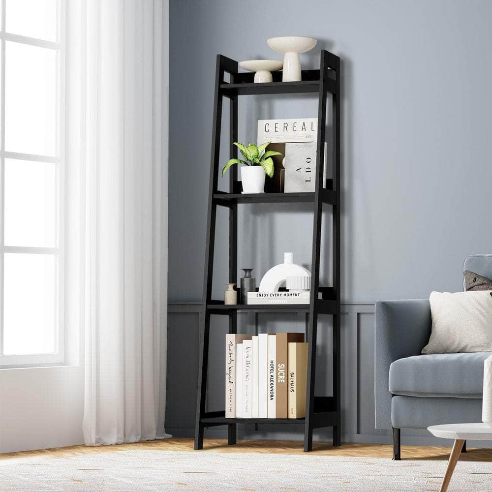Display Shelf 4 Tier Corner Ladder Shelves Black