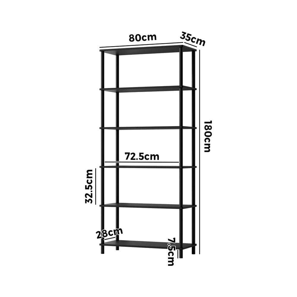 Display Shelf 5 Tier Bookshelf Storage Rack Natural & Black