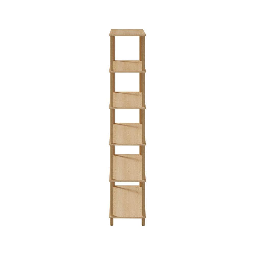 Display Shelf 5 Tier Bookshelf Storage Rack Natural & Black