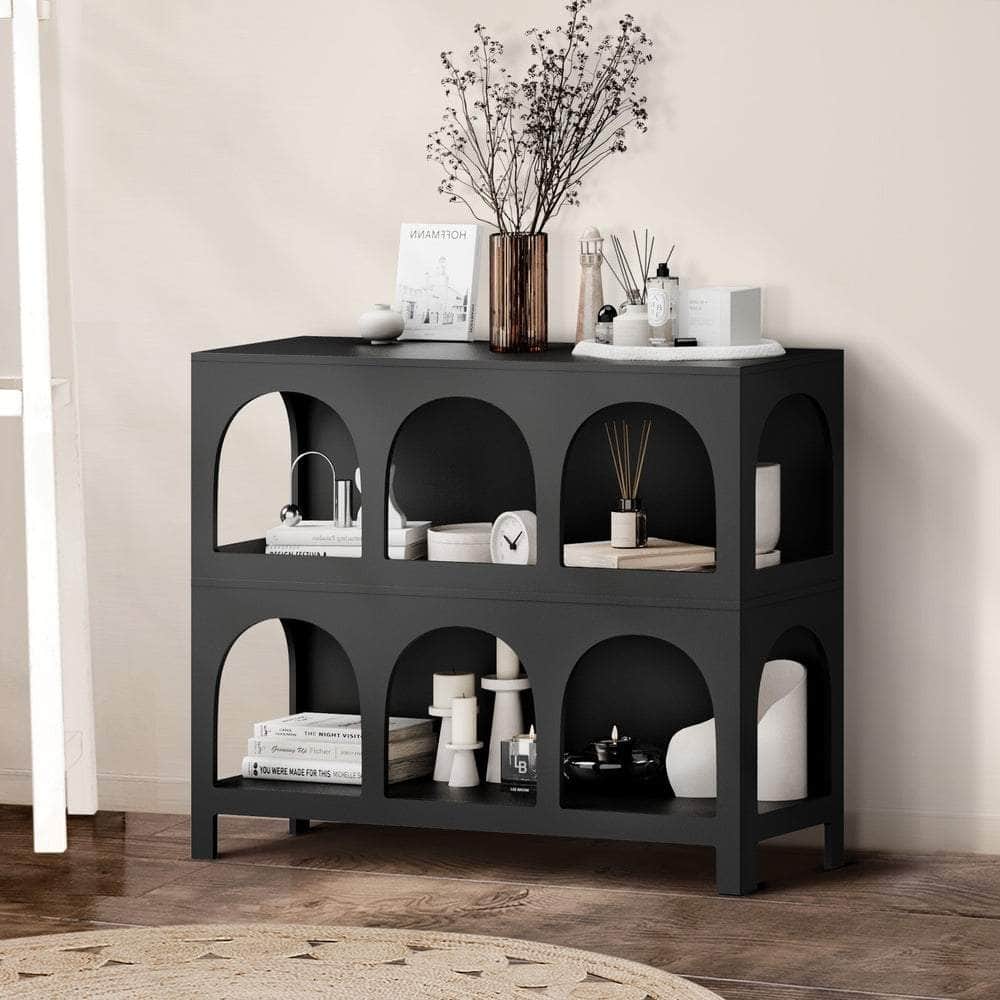 Display Shelf Storage Stand Bookshelf Black/White
