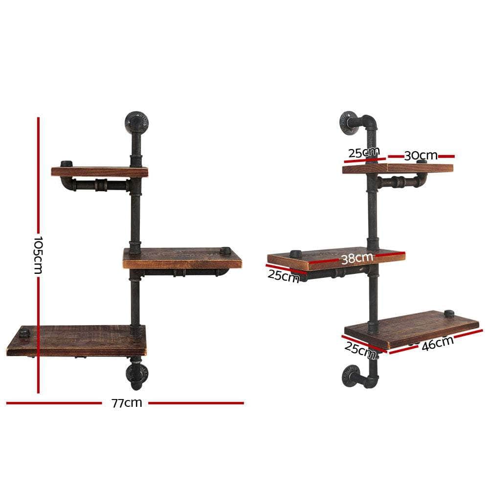 Display Shelves Bookshelf Pipe Shelf Rustic Industrial Floating Wall Shelves DIY Brackets