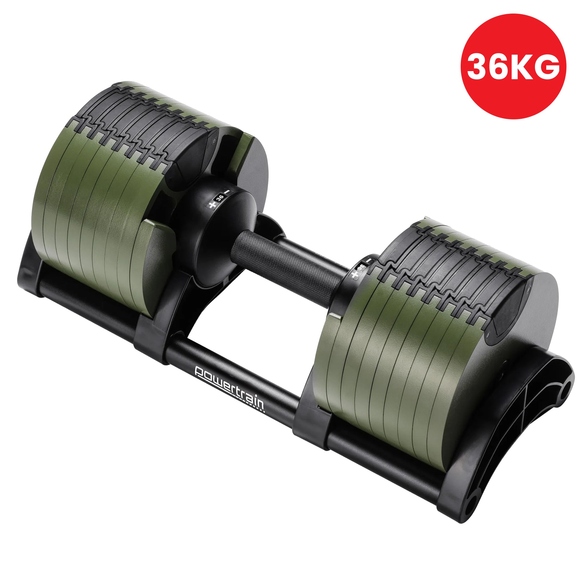 36KG Adjustable Dumbbell Set Dial Up Green | Simpledeals